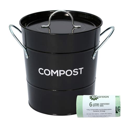 Buy Black Metal Kitchen Compost Caddy X L All Green Ompostable