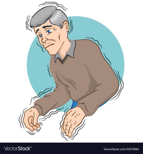 Elderly Person With Trembling Symptoms Parkinson Vector Image