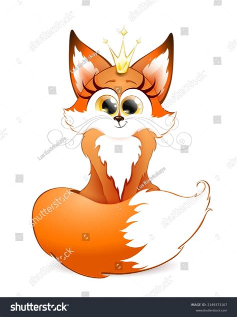 Cute Fluffy Red Cartoon Fox Princess Stock Vector Royalty Free