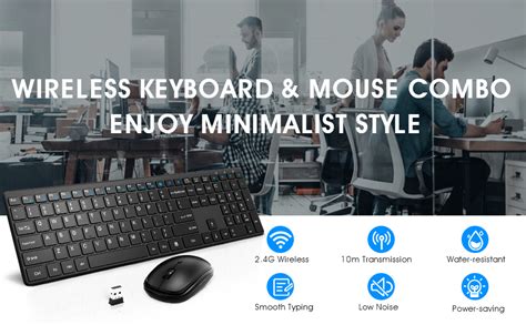 RATEL Combo de teclado y mouse inalámbrico silencioso 2 4 GHz ultra