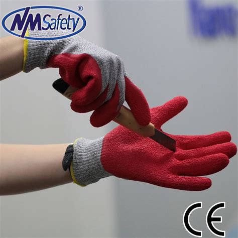 Nmsafety Red Latex Coated Cut Resistant Protection Work Gloves China