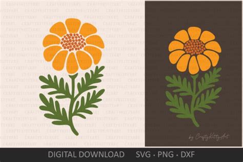 Marigold Flower Svg Layered Flower Svg Graphic By Craftykittyart