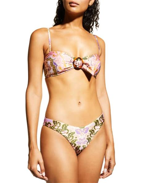 Zimmermann Violet Bamboo Ring Bandeau Two Piece Bikini Set Neiman Marcus