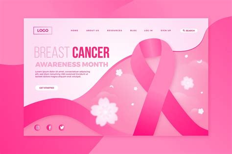 Free Vector Gradient Breast Cancer Awareness Month Landing Page Template