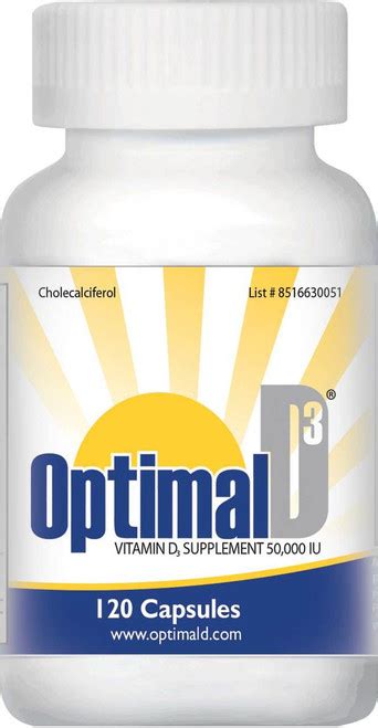 Optimal D3 50000 Iu 120 Capsules Vitamin D Pharmics Inc