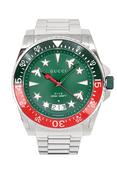 Gucci Ya136222 Mens Green Dial Silver Stainless Steel Watches