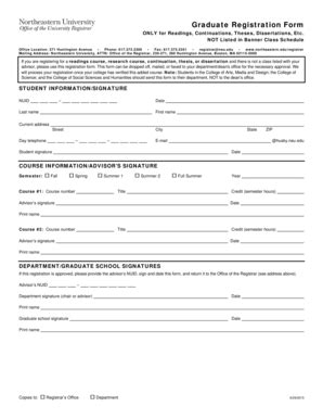 Fillable Online Northeastern Graduate Registration Form Northeastern