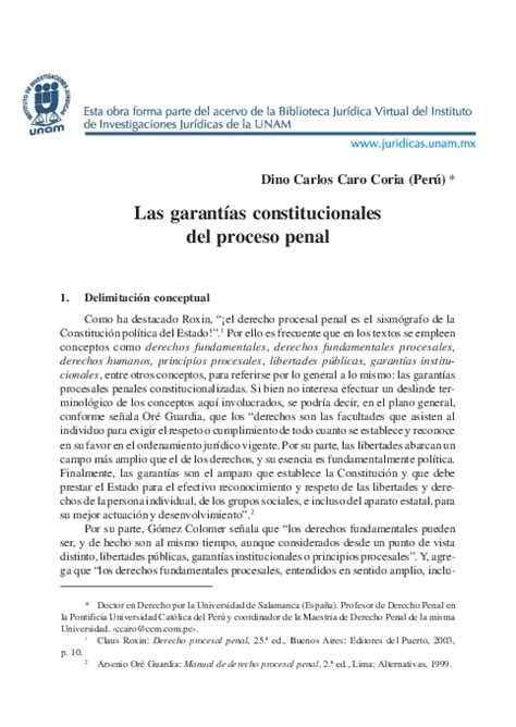 Pdf Las Garantías Constitucionales Del Proceso Penal Rodrigo Molina