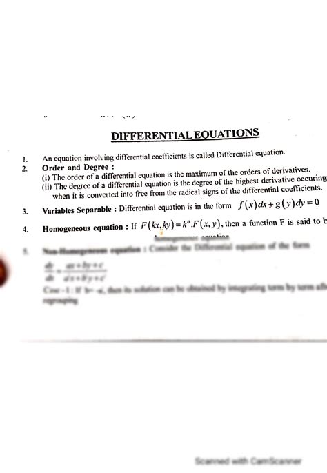 Solution Differential Equations Very Important Formulas Studypool