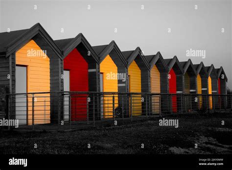 Blyth Beach Huts, Northumberland Stock Photo - Alamy