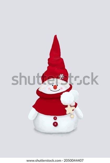 Christmas Wallpaper Cute Snowman Red Sweater Stock Illustration