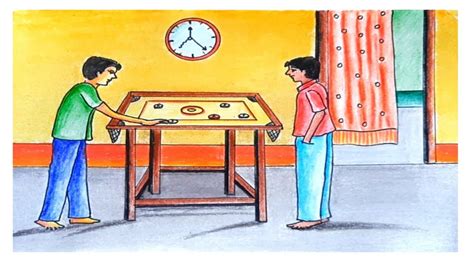 How To Draw Indoor Game Ll Draw Carrom Play Step By Step Ll 920 YouTube