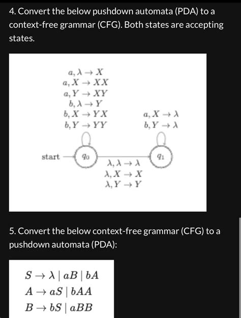 Solved 4 Convert The Below Pushdown Automata PDA To A Chegg