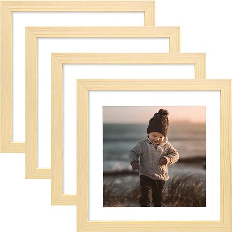 4 Pack 9x9 Picture Frames Natural Wood Frames With Acrylic Plexiglass