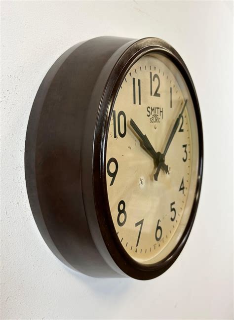 Brown Industrial Bakelite Wall Clock From Smith Sectric S For Sale