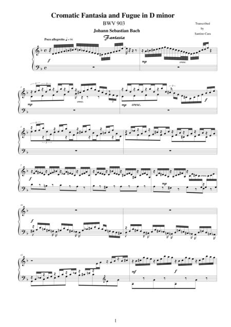 Chromatic Fantasia And Fugue In D Minor Bwv For Piano By Santino