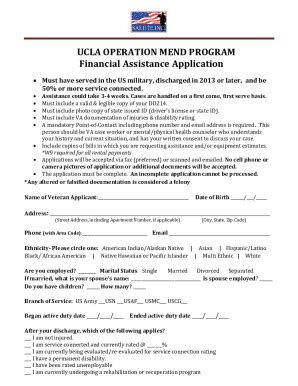 Fillable Online UCLA Financial Assistance Form Fax Email Print