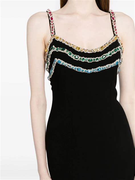 Crystal Embellished Cady Midi Dress