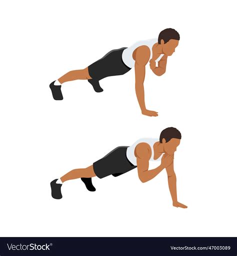 Plank shoulder taps exercise flat Royalty Free Vector Image