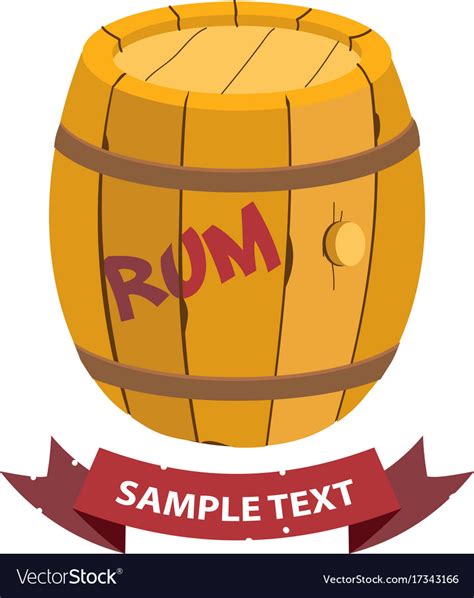 Wooden Barrel Of Rum With Ribbon Banner On The Vector Image