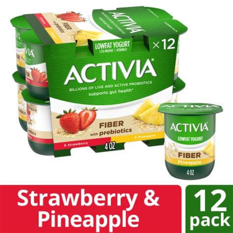 Activia Low Fat Fiber Probiotic Strawberry Pineapple Variety Pack