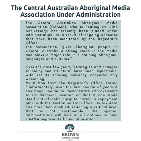 The Central Australian Aboriginal Media Association Under Admin Brown