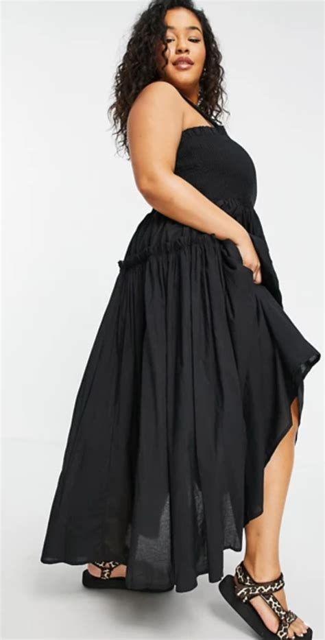 Asos Curve Curve Shirred Cami Midi Sundress