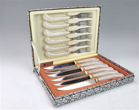 Glo Hill Celebration Steak Knife And Fork Set In Original Box Appears