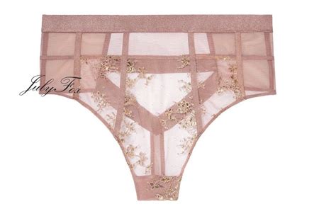 Victoria S Secret Very Sexy High Waist Thong Panty Mesh Silver Gold Foil Rose Ebay