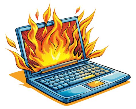 Laptop on Fire with Flames Illustration 51868968 PNG