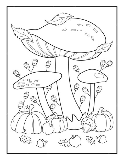 Premium Vector Mushrooms Coloring Pages Mushroom Outline Drawing