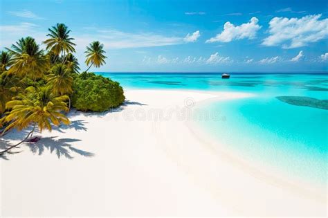 Maldives Tropical Island and Magnificent Sandy Beach with Clear Sea ...