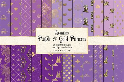 Purple And Gold Princess Digital Paper