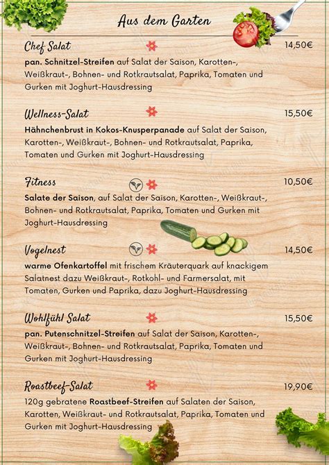 Carta Del Restaurante Wirtshaus Wildpark Alm Weiskirchen