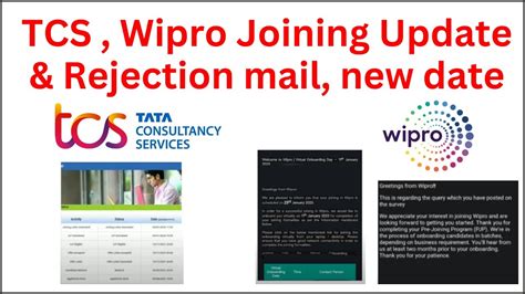 TCS Wipro Joining Updates Rejection Mail Wipro Onboarding Update