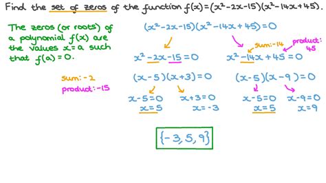 Question Video Finding The Set Of Zeros Of A Function Nagwa