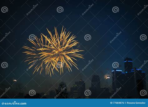 Detroit Freedom Festival Fireworks Royalty Free Stock Photo