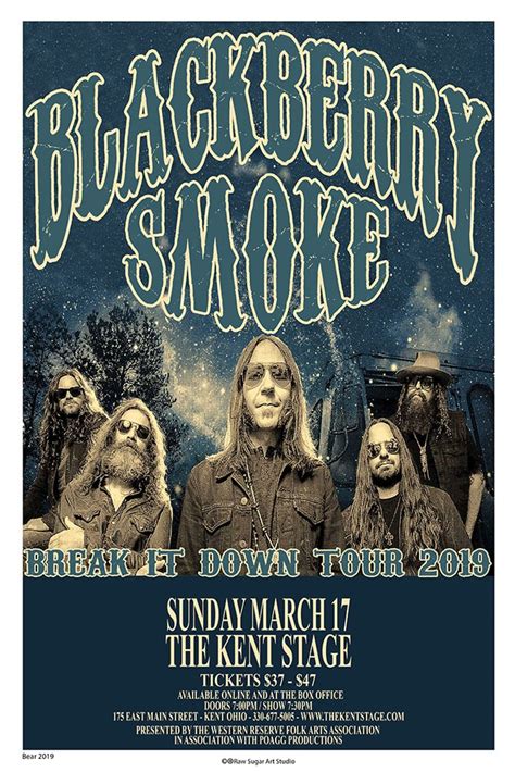 Blackberry Smoke 2019 Kent Concert Poster Raw Sugar Art Studio