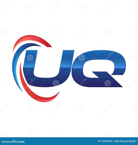 Initial Letter Uq Logo Swoosh Red And Blue Stock Vector Illustration