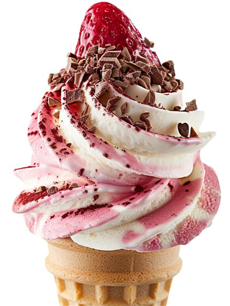 Ai Generated Strawberry Soft Serve Ice Cream With Chocolate Shavings