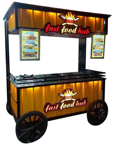 yellow  black mild steel street fast food stall     delhi