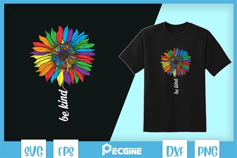 Be Kind Rainbow Sunflower Lgbt Pride Svg Graphic By Pecgine Creative