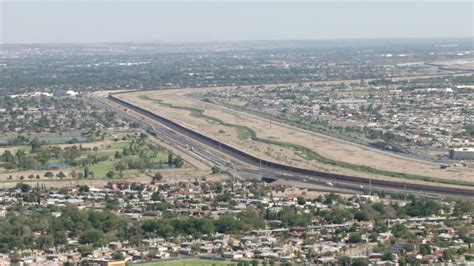 Hd Stock Footage Aerial Video Of Highway 375 And The Fence On Usmexico