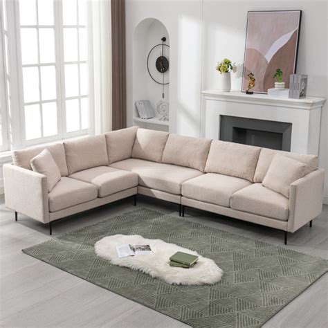 Ivy Bronx Modular Sectional Sofa L Shaped Couch With Linen Fabric