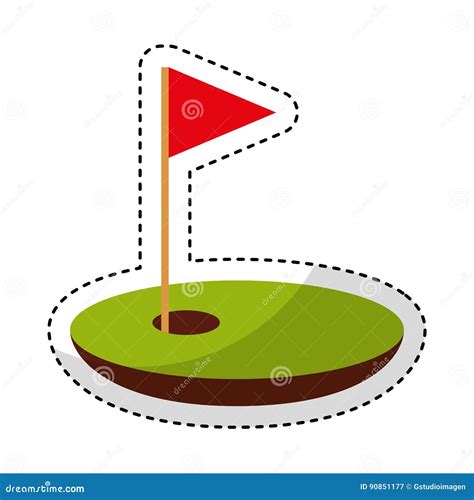 Golf Del Agujero Con La Bandera Ilustración del Vector Ilustración de