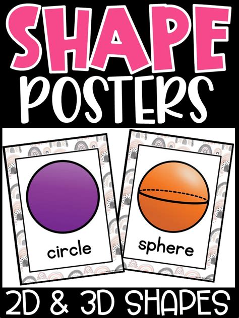 Shape Posters Boho Rainbow 3 Classroom Decor