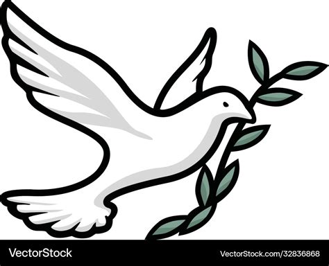 Dove with olive branch Royalty Free Vector Image