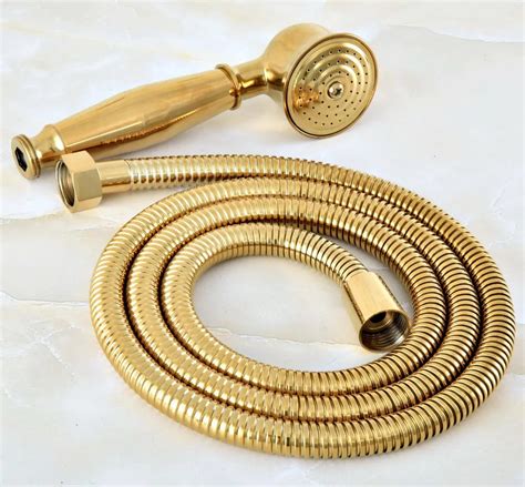 1 5m Gold Color Brass Flexible Bathroom Hand Held Shower Hose And