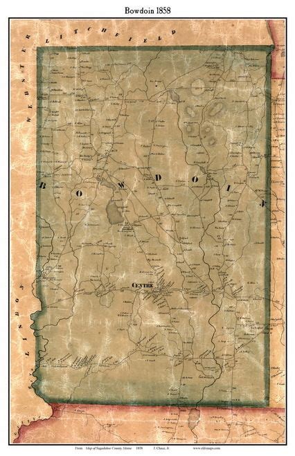 Bowdoin, Maine 1858 Old Town Map Custom Print - Sagadahoc Co.