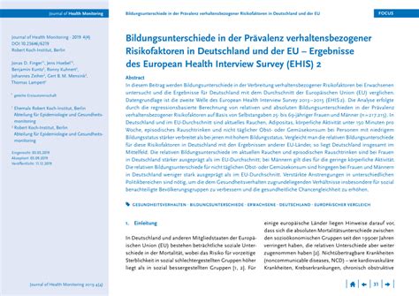 PDF Bildungsunterschiede in der Prävalenz verhaltensbezogener